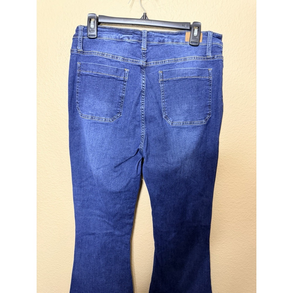 Judy Blue Patch‎ Pocket High Rise Flare Fit Dark Wash Jeans SZ 15 32 - Picture 7 of 9
